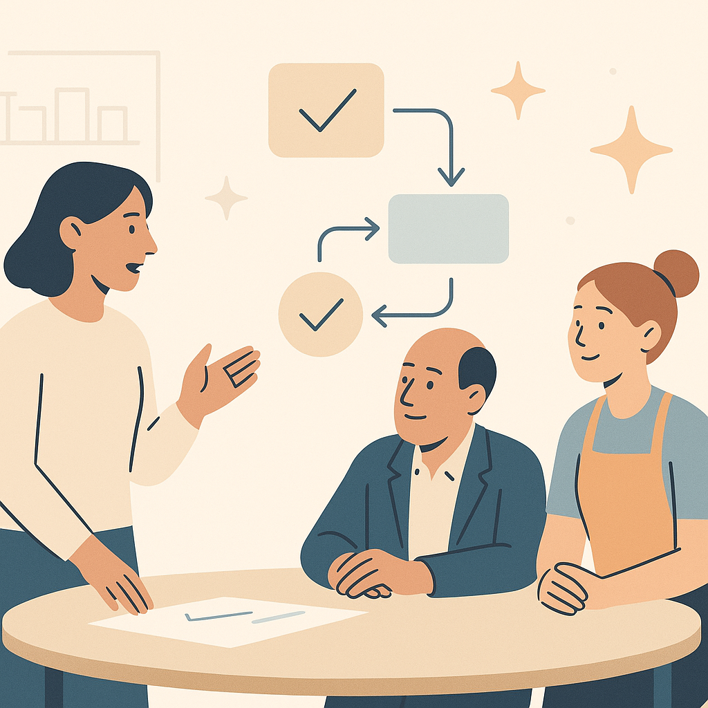 Illustratie van losse reviewacties in de praktijk